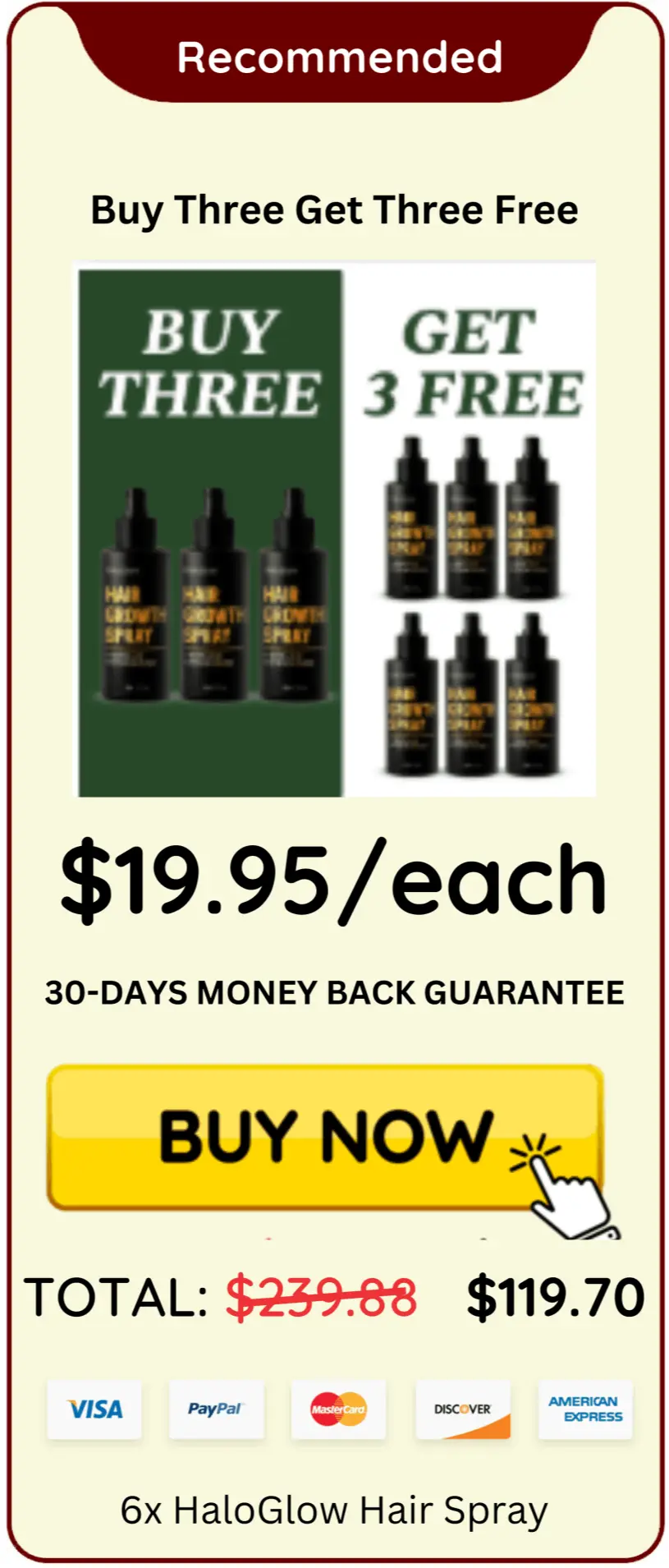 HaloGrow Hairspray offer package price 