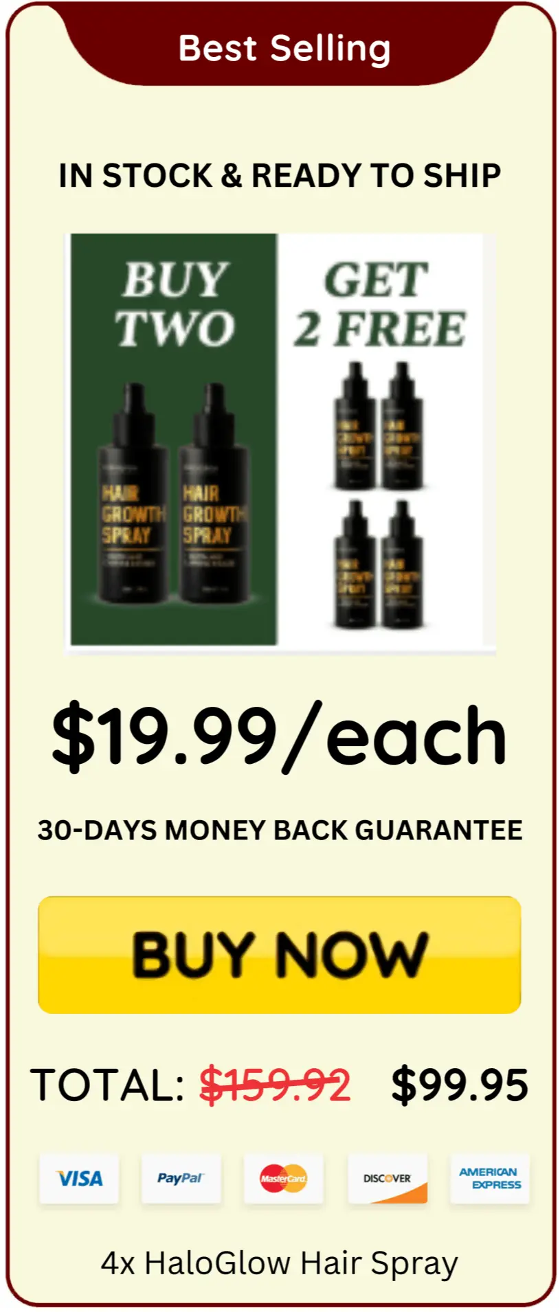 HaloGrow Hairspray offer price 